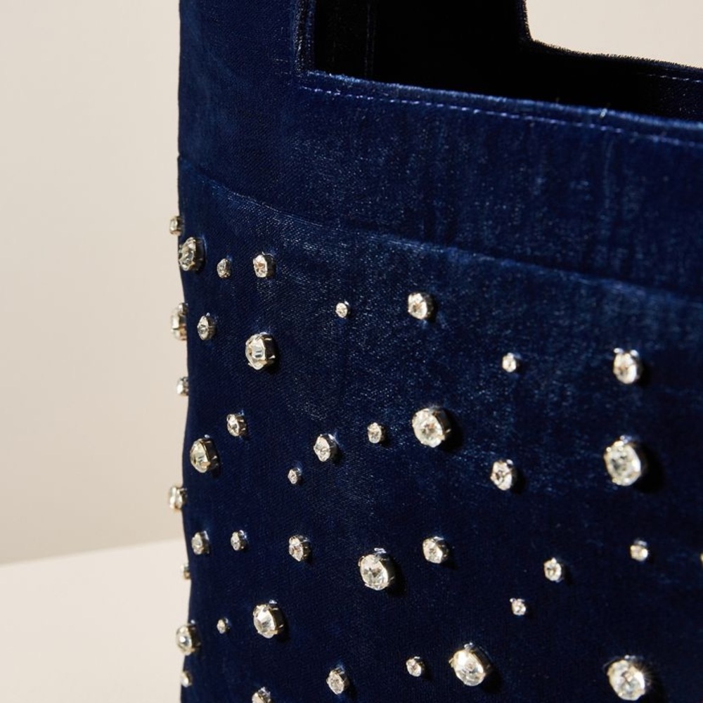 NWT Anthropologie navy blue velvet purse - Picture 3 of 11